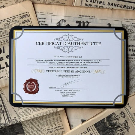 certificat d'authenticité